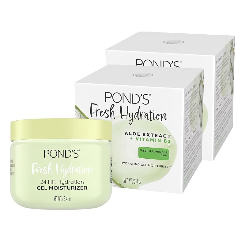 Hidratante facial em gel POND'S com extrato de aloe vera, Vitamina E e Vitamina B3 (Niacinamida), sem álcool e sem óleo, 100 mL, pacote com 2