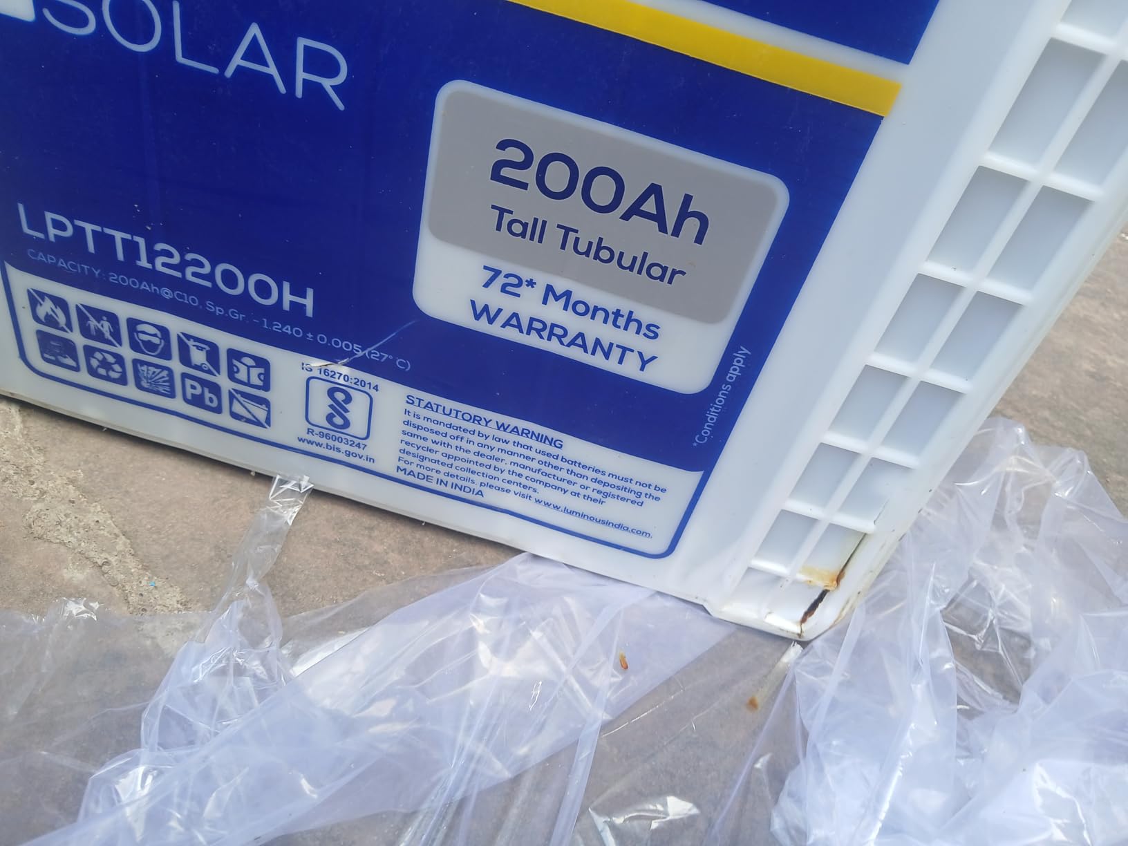 Luminous Solar LPTT12200H 200Ah Tall Tubular Battery – 12V, Advanced ...