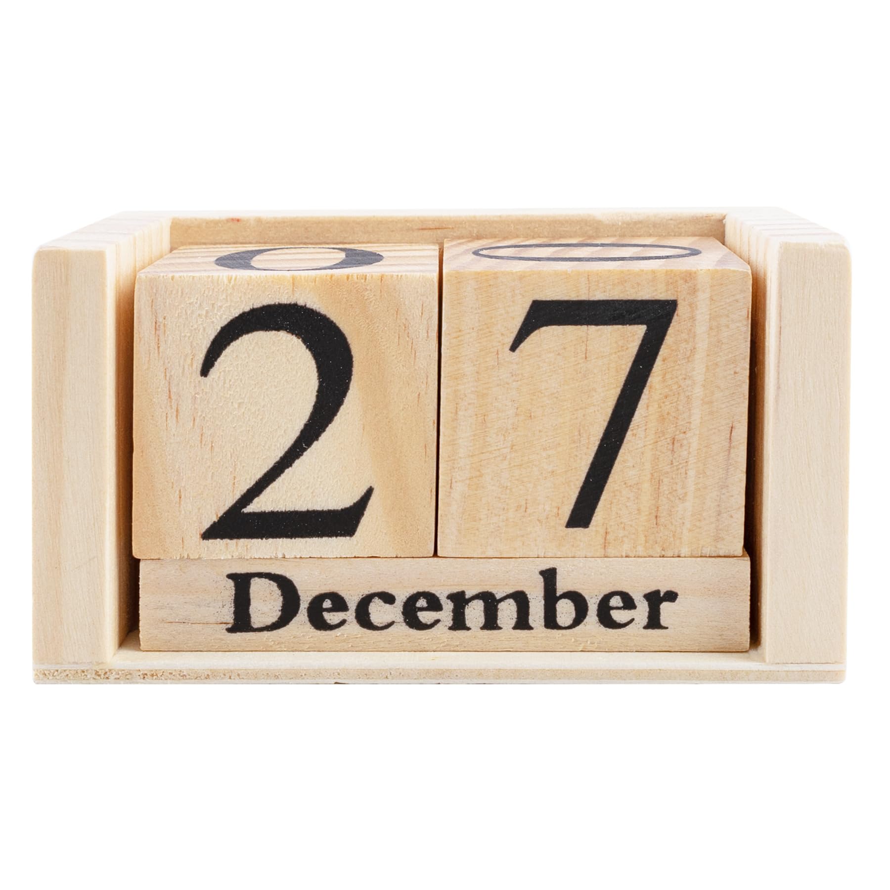 Framendino, Vintage Rustic Chic Natural Wood Perpetual Calendar for Home Office Desk Decor