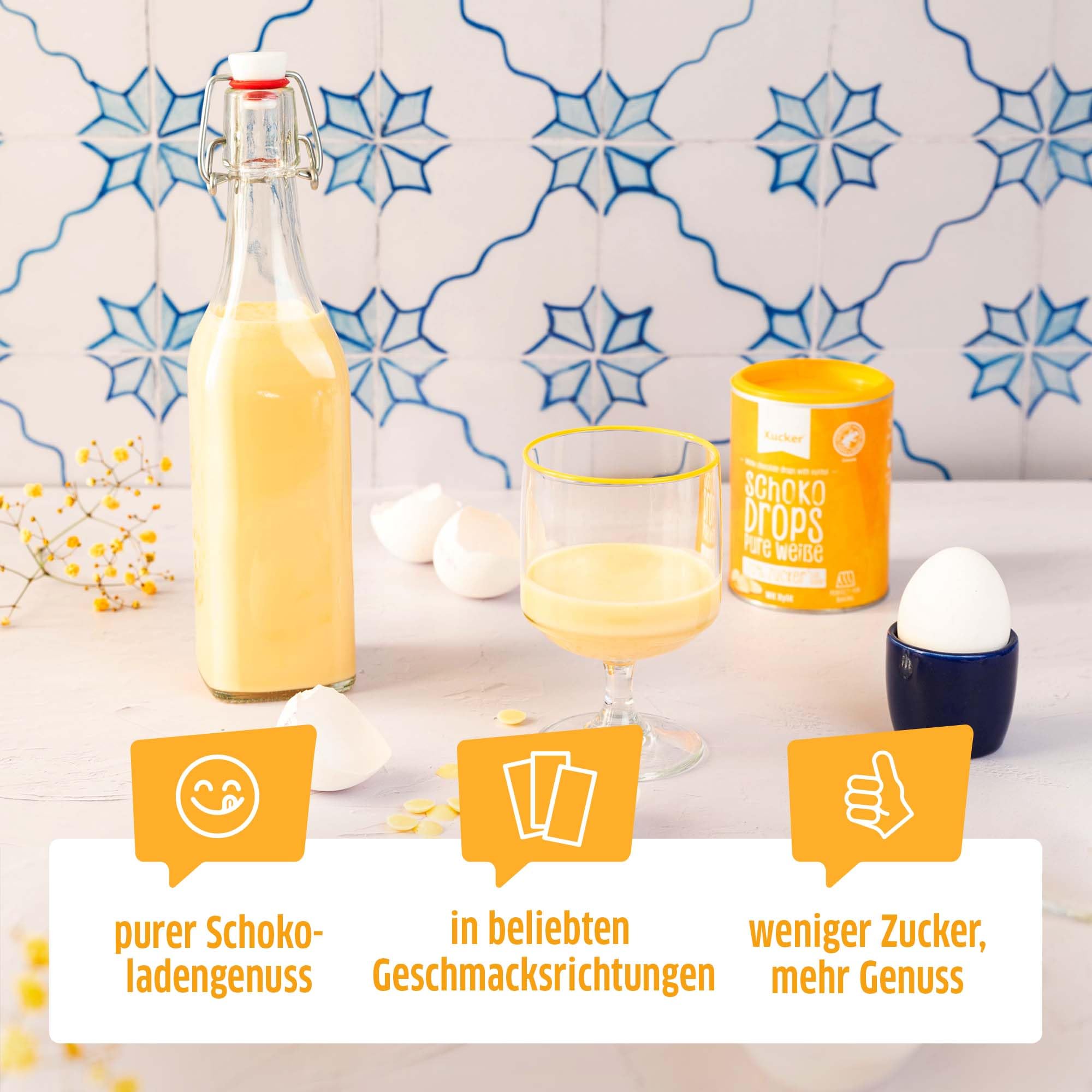 Xucker Schoko Drops weiße Schokolade - Xucker Schokolade mit Xylit Zuckerersatz I Weiße Xucker Chocolate Drops I Zuckerreduzierte Süßigkeiten zum Backen (min. 35% Kakaoanteil / 750g)