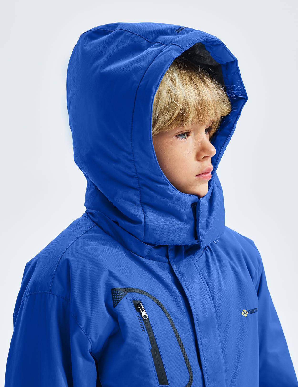 GEMYSE Bambini Giacca da Sci Impermeabile Pile Antivento Giacche Ragazzi invernale Cappotto con Cappuccio