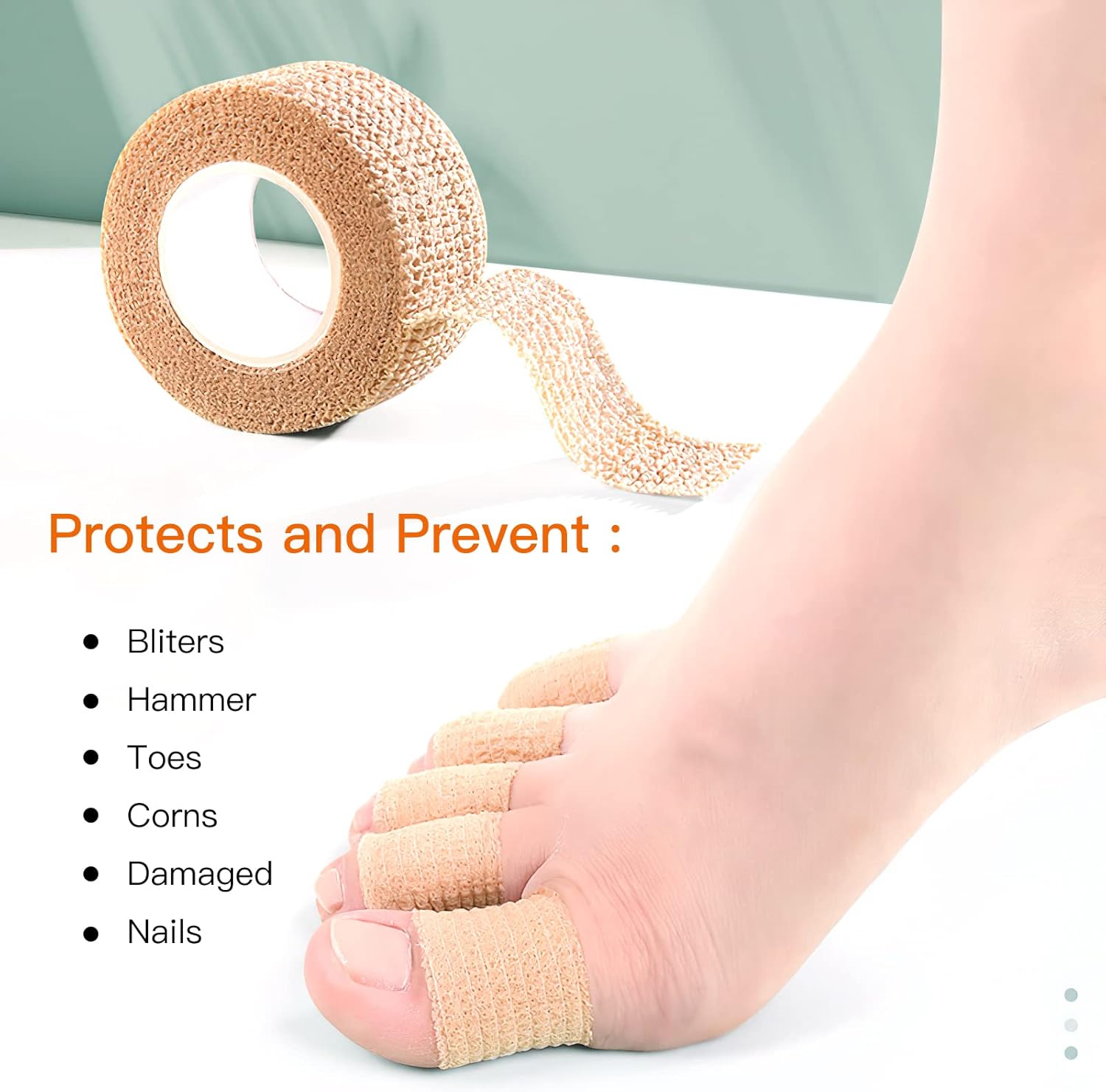 OOTSR Broken Toe Wraps,Disposable Toe Cushioned Bandages Hammer Toe