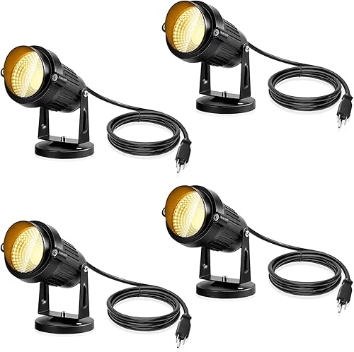 LemonBest Luces de paisaje  5 W 110 V  Impermeable IP65-3000K blanco cálido LED luces de paisaje  Cable de 5 pies para patio, jardín, patio, entrada