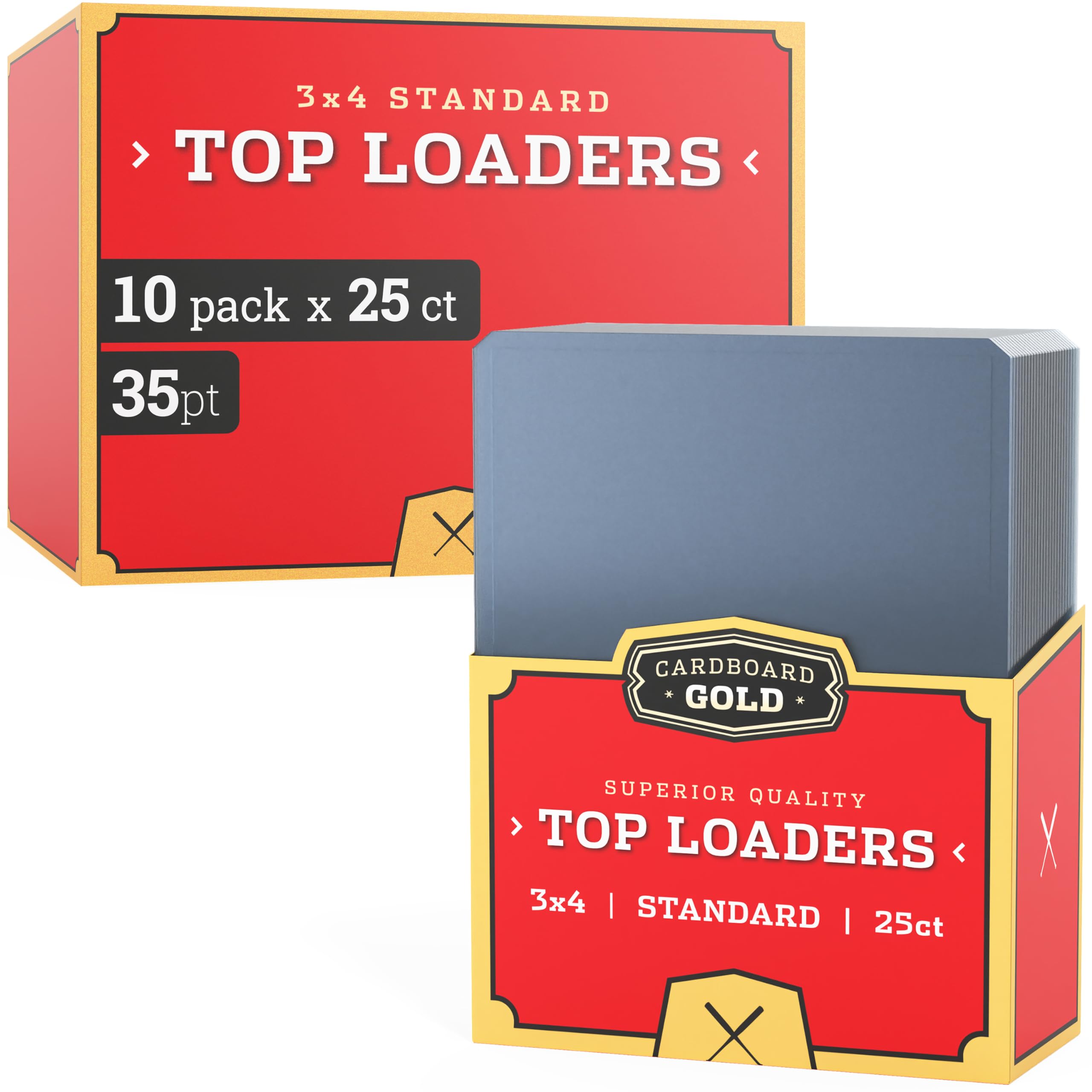 - Cardboard Gold - 35pt Top Loaders for Cards - 250 Count - Premium 3x4 Inch Trading Card Toploaders - Protect Your Baseball and Sports Cards with These Crystal Clear Hard Plastic Sleeves Protectors