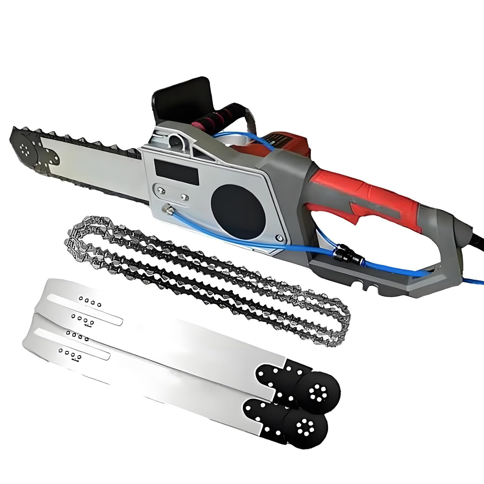 Motosierra eléctrica con Bomba de Agua y 2 Cadenas/2 Barras guía. Cortadora de Pared eléctrica portátil para Granito, hormigón y mármol. Equipo Industrial para Cortar hormigón 350
