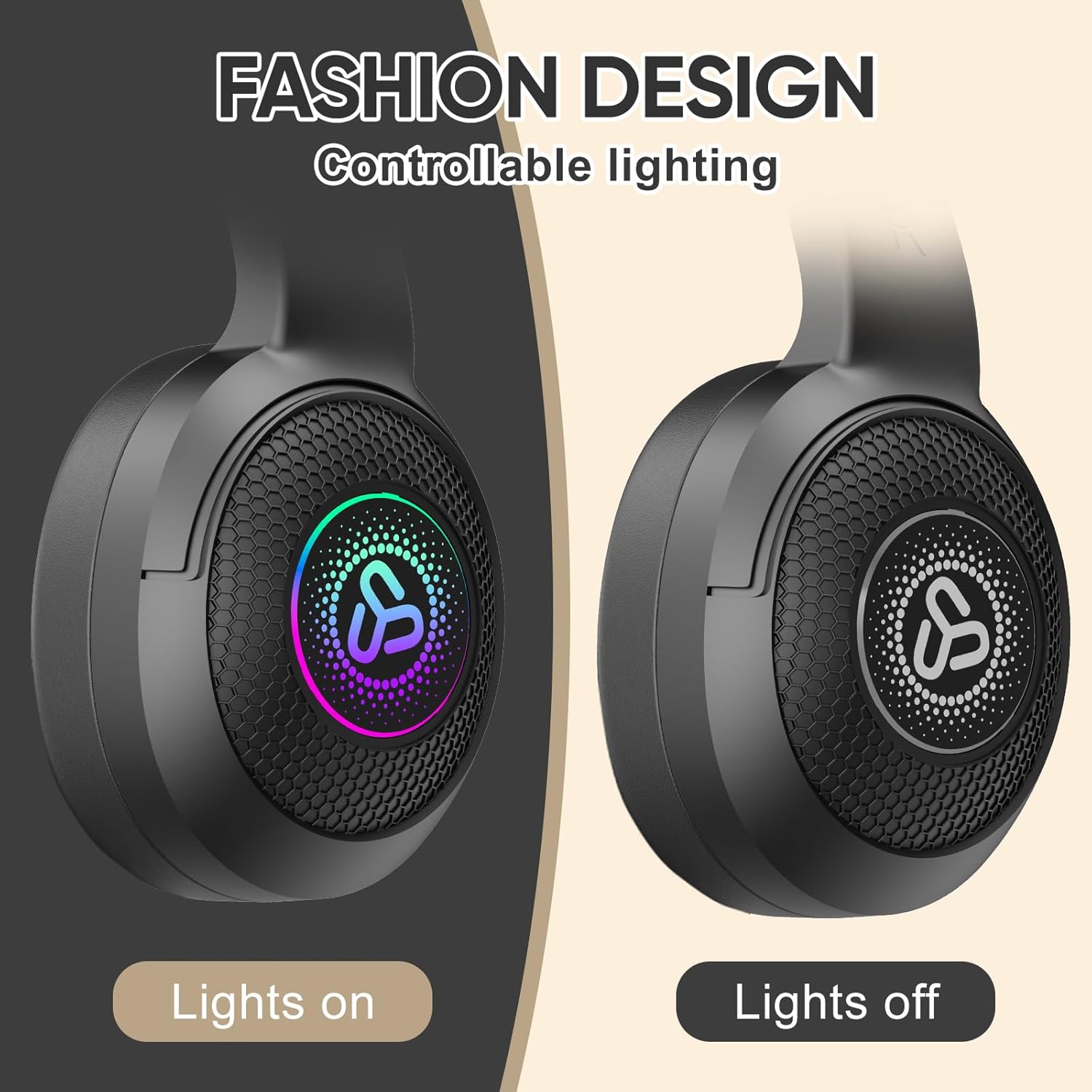 Headphones with LED lights on and off