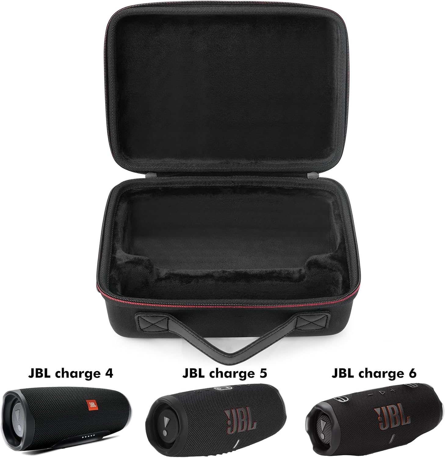 Hard Case for JBL Charge 6/5/4 Bluetooth Speaker – Waterproof Travel Case with Adjustable Shoulder Strap, Durable Protection for On-the-Go Use(Purple) (black) - Image 2