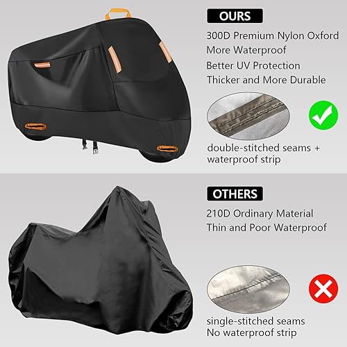 Vista 18 de SECELES Funda para moto de cross, 300D, impermeable, protección para todas las estaciones, apta para Fat Bob Honda VTX 1300 C Kawasaki Vulcan 900