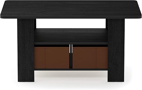 Miniatura 12 de Furinno 11158DBR/BK - Mesa de centro con almacenaje Columbia Nogal/Marrón Oscuro,Americano/Marrón Medio,Roble francés gris/negro.,Ámbar
