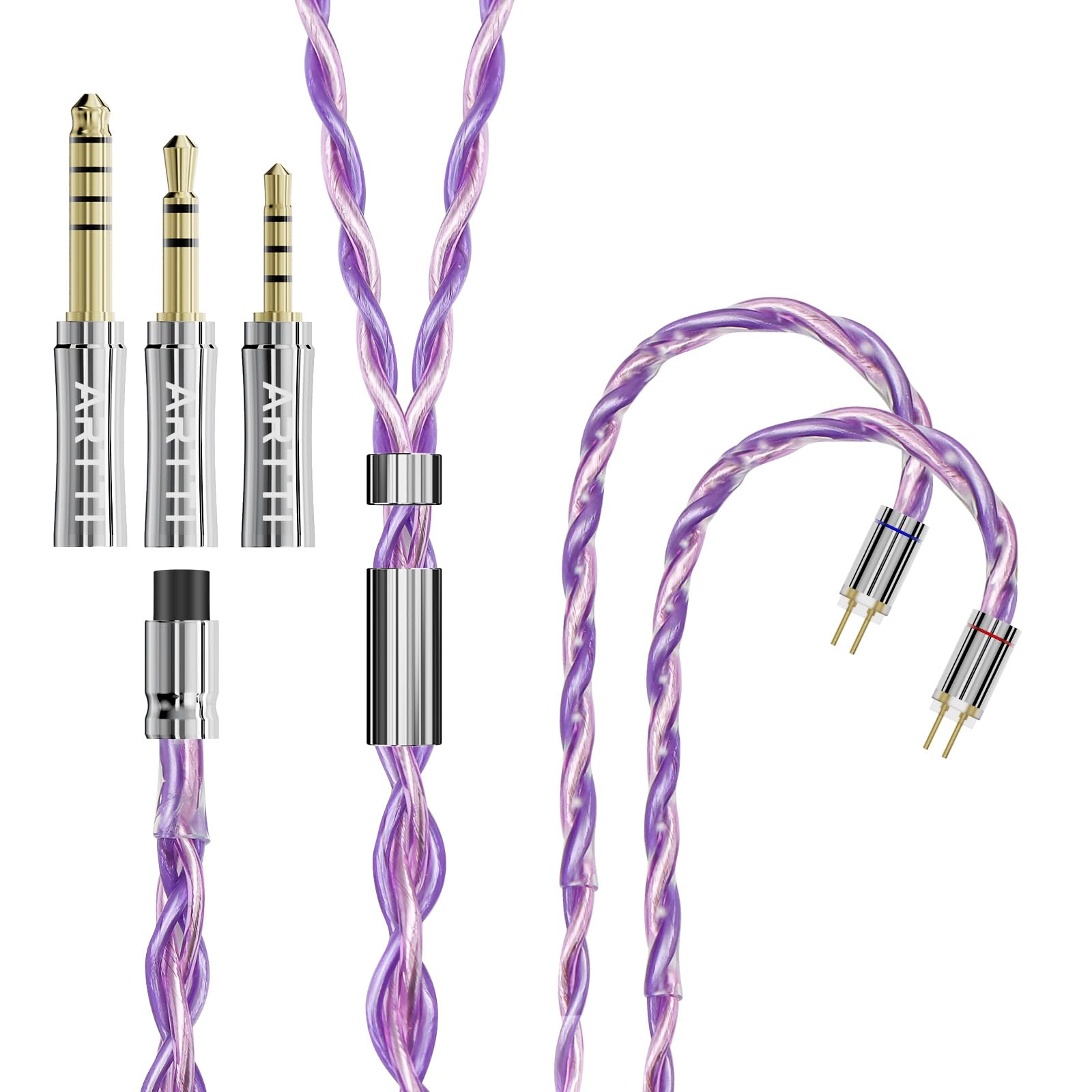 ARTTI Flex Headphone Upgrade Cable 4 Cores 268 Strands Silver-Plated 7N OCC Copper 3in1 Plug IEM Cable HiFi Earphone Wire (2PIN Straight Plug)