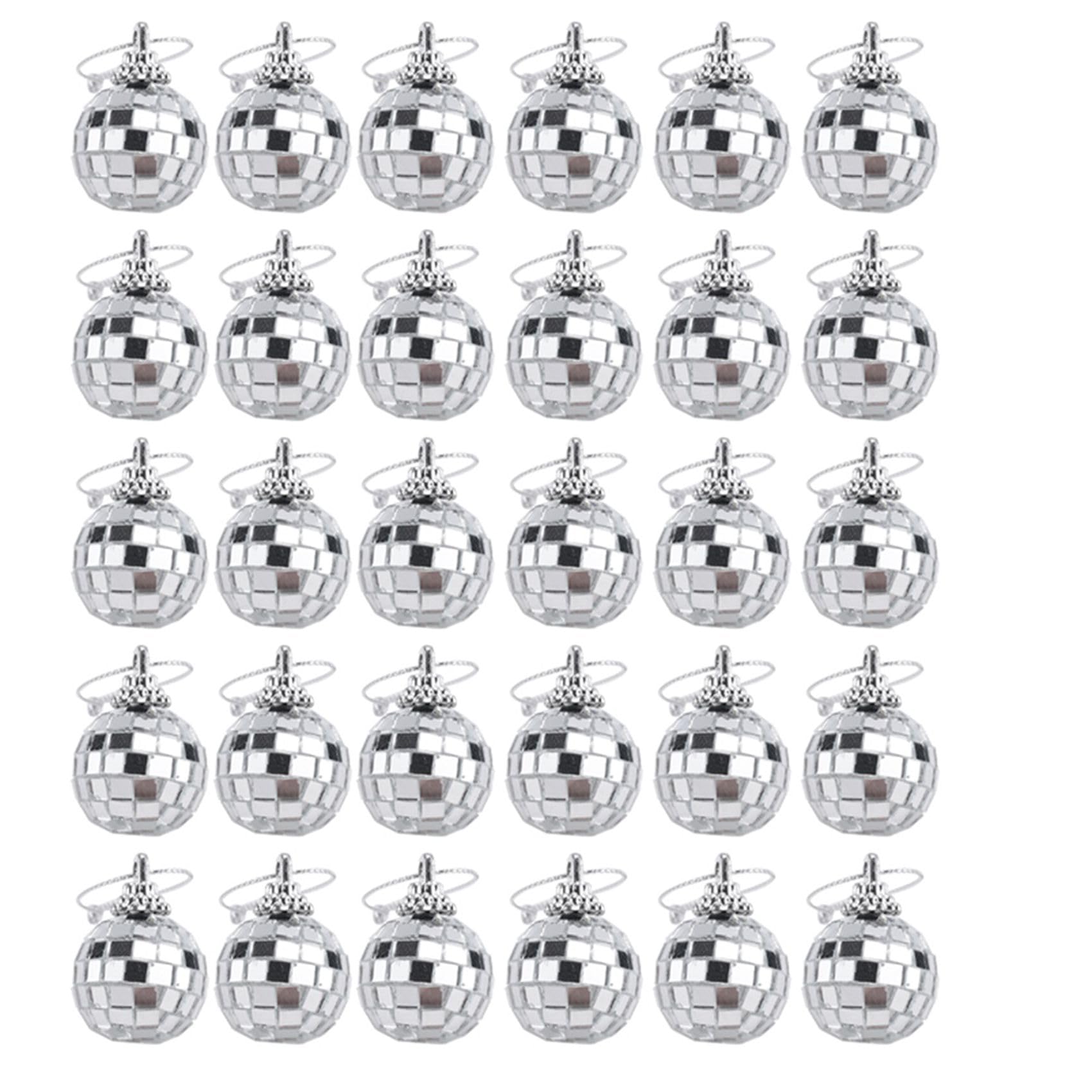 CTRLZS 30Pack Disco Ball Silver Hanging Mirror Disco Balls Ornaments With Rope Christmas Wedding Party Music Festivals Decor