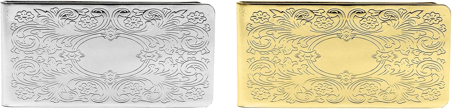 Set of 2 Chrome-Plated Stainless Steel Money Clip in Silver & Gold
