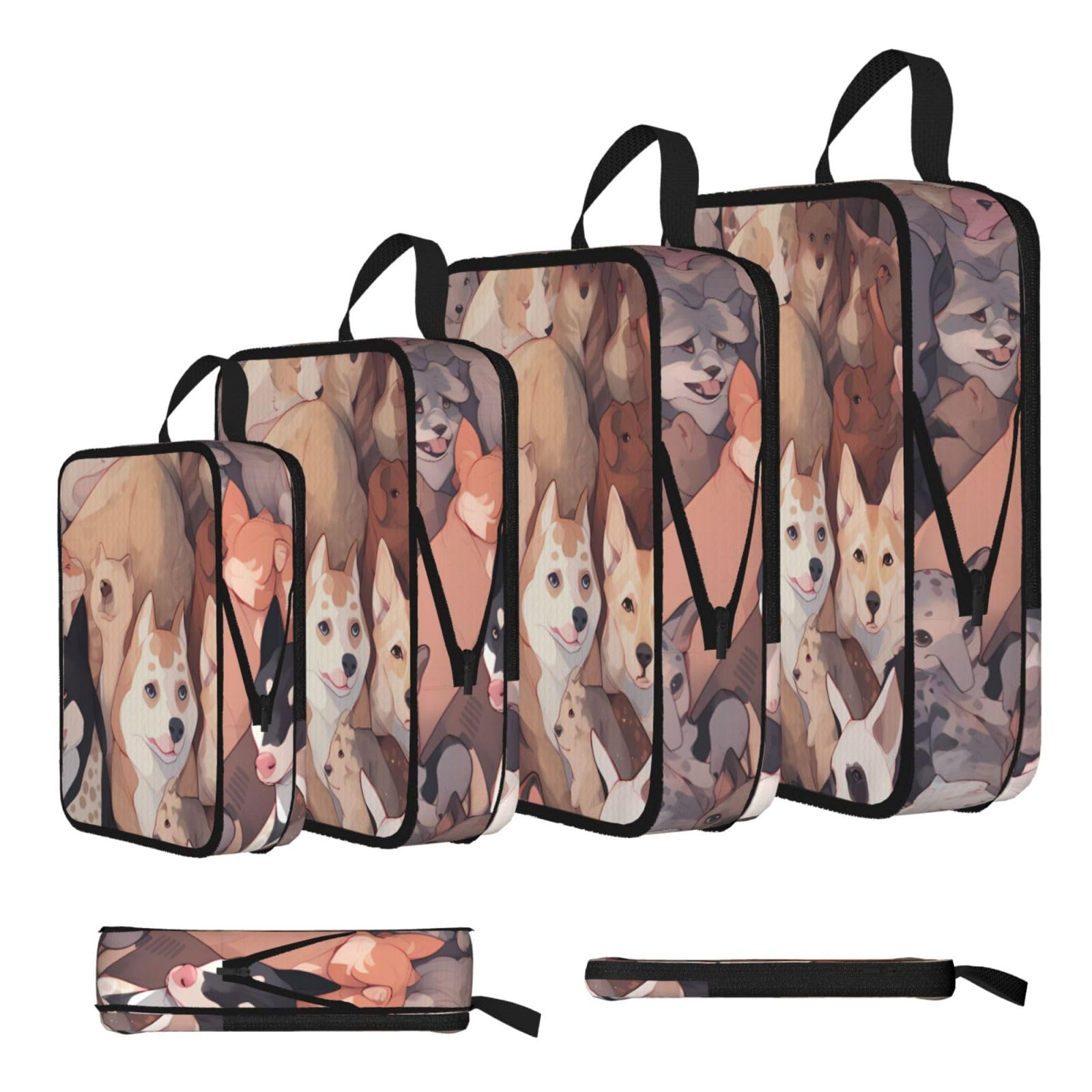Sxzvvbn Black Dog Pictures Compression Packing Cubes 4 Piece Set