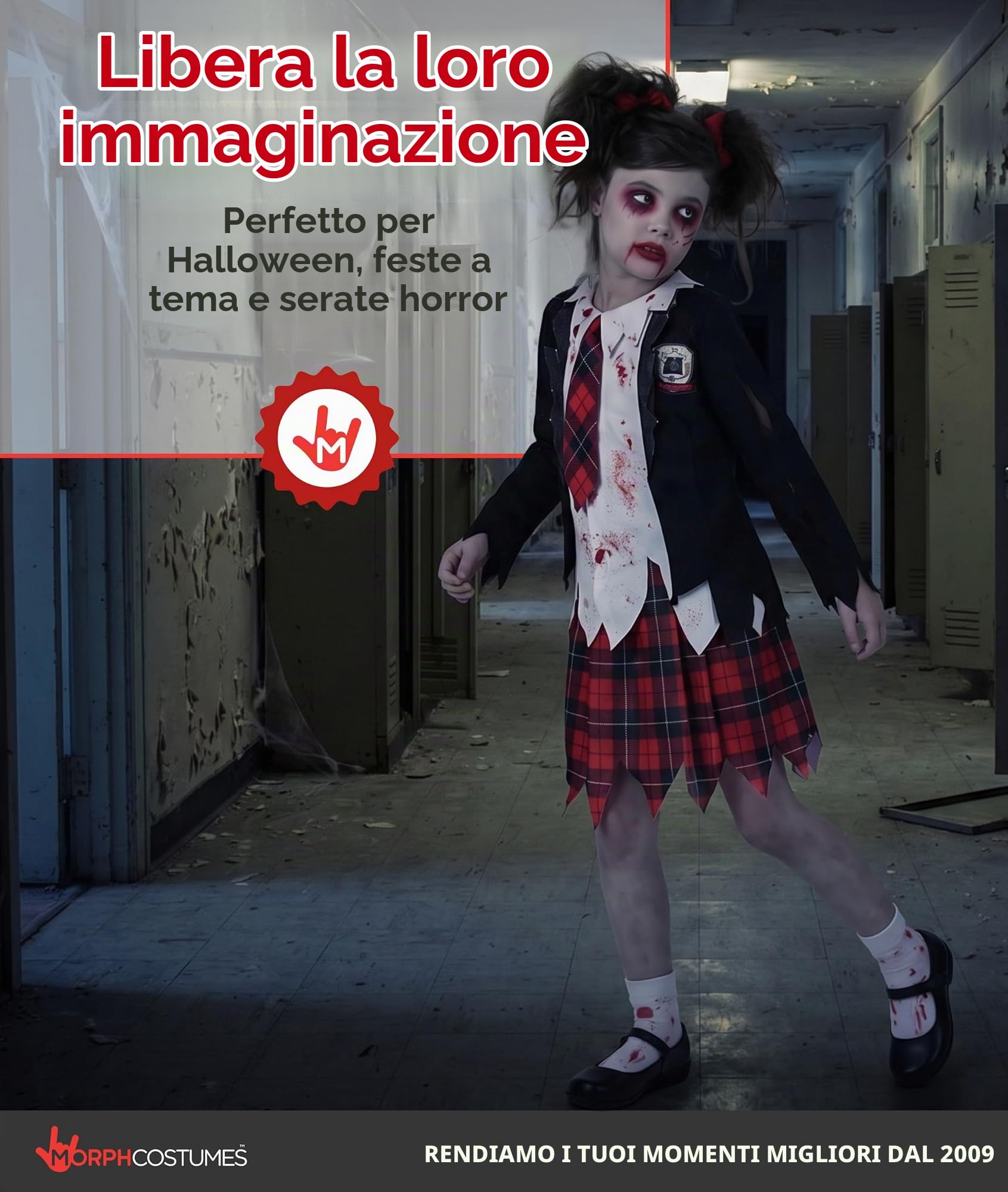 Morph Costume Zombie Bambina, Costume Halloween Bambina