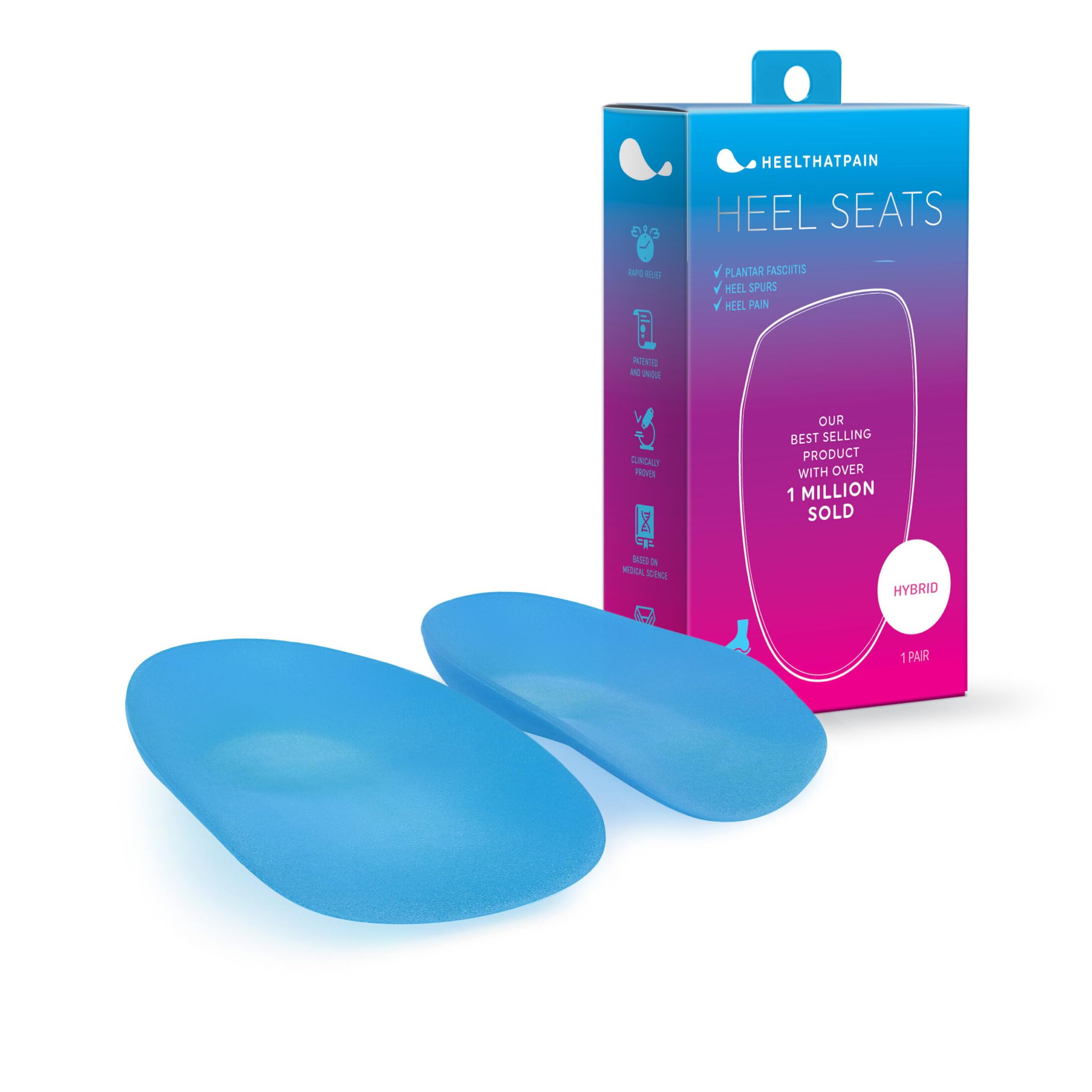 Heel That Pain Plantar Fasciitis Insoles | Heel Seats Foot Orthotic Inserts, Heel Cups for Heel Pain and Heel Spurs | Patented, Clinically Proven, 100% Guaranteed | Hybrid, XL (Men's 13-15)