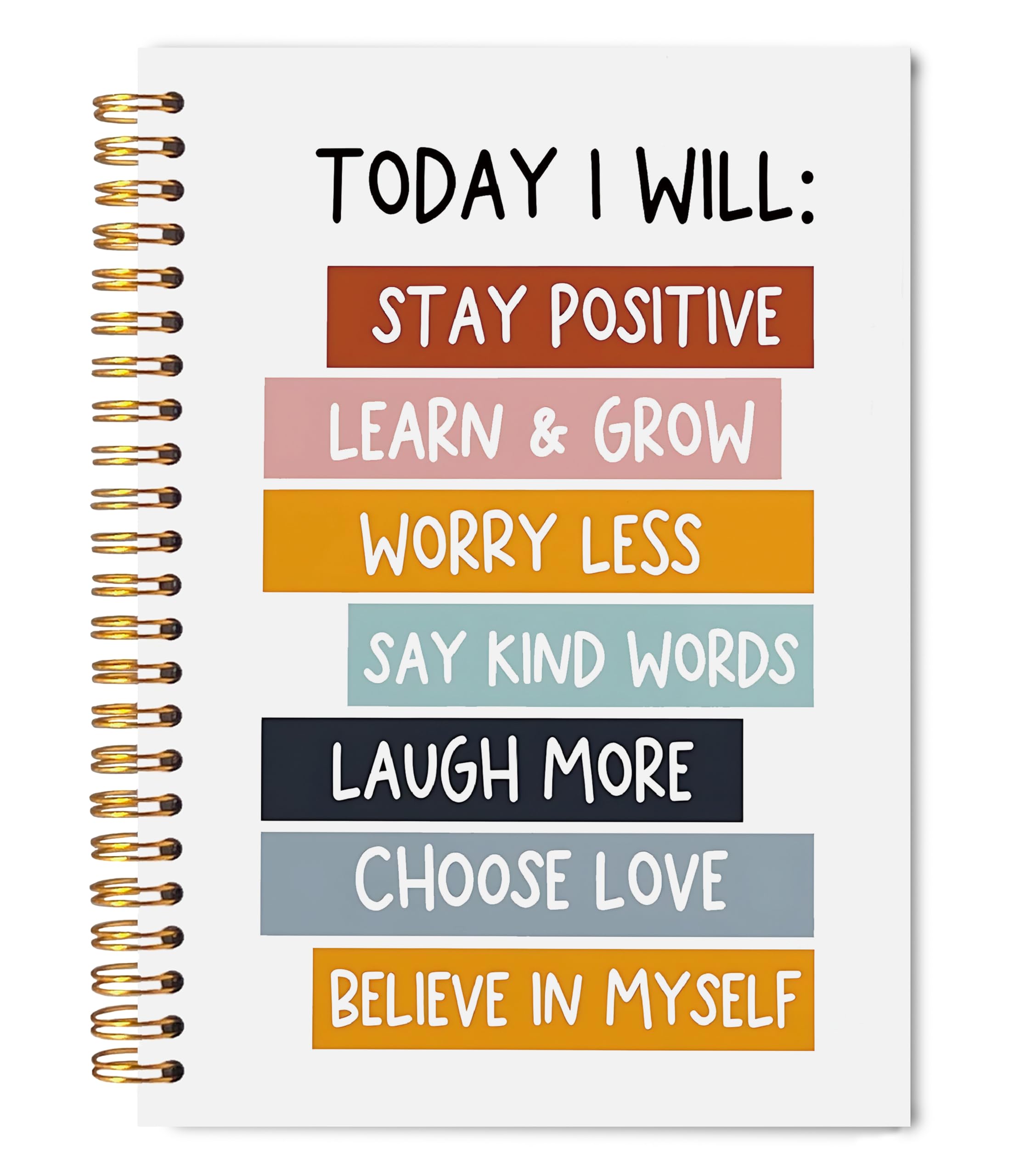 Quaderno a spirale ispiratore, 5,5 x 8,3, diario motivazionale per donne, Today I Will Stay Positive Affirmation Notebook per prendere appunti, Diari ispiratori Boho per scrivere