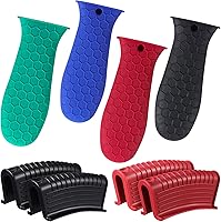 Vista 7 de Patelai Juego de 8 piezas de soportes para ollas de silicona, cubierta para mango de hierro fundido, resistente al calor, soportes para mango