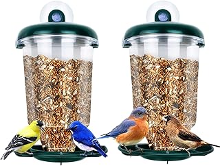 Window Bird Feeder 2 Pack, Bird House for Outside, Window Bird Feeder with Strong Suction Cups and Removable Seed Box. Outdoors Birdfeeder for Wild Birds, Cardinal, Bluebird