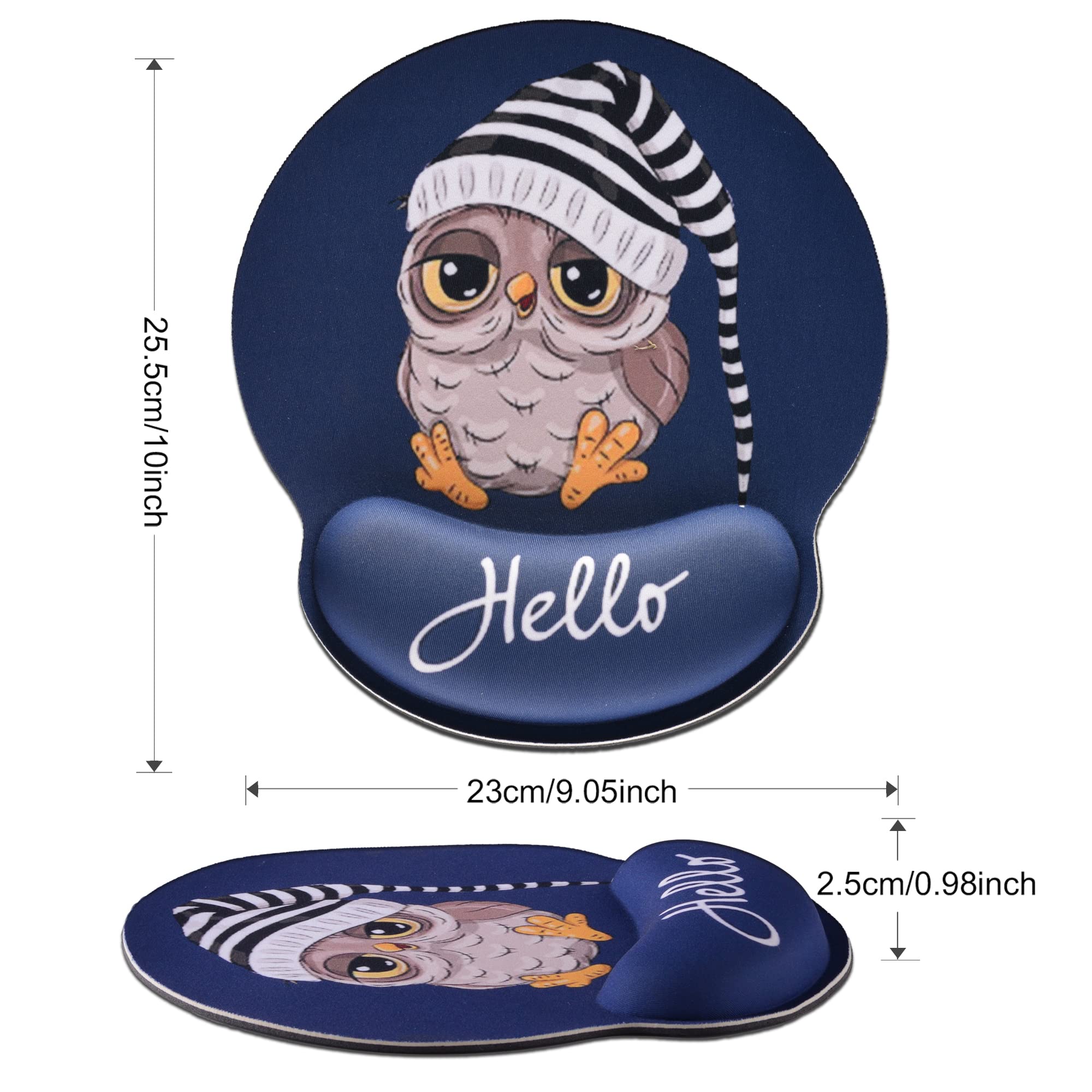 Tappetino Mouse Ergonomico Con Memory Foam - Design Simpatico Gufo Per Ufficio E Gaming