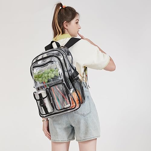 Miniatura 6 de abshoo Mochila Transparente Grande para Niñas y Mujeres Mochila Escolar de Trabajo Pesado Transparente, Negro, Grande
