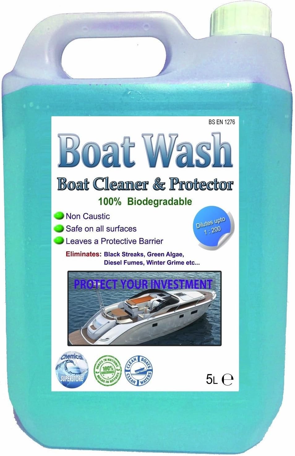Boat Wash Cleaner & Protector - Multi Surface - Non Caustic 200:1-5L FREE PUMP