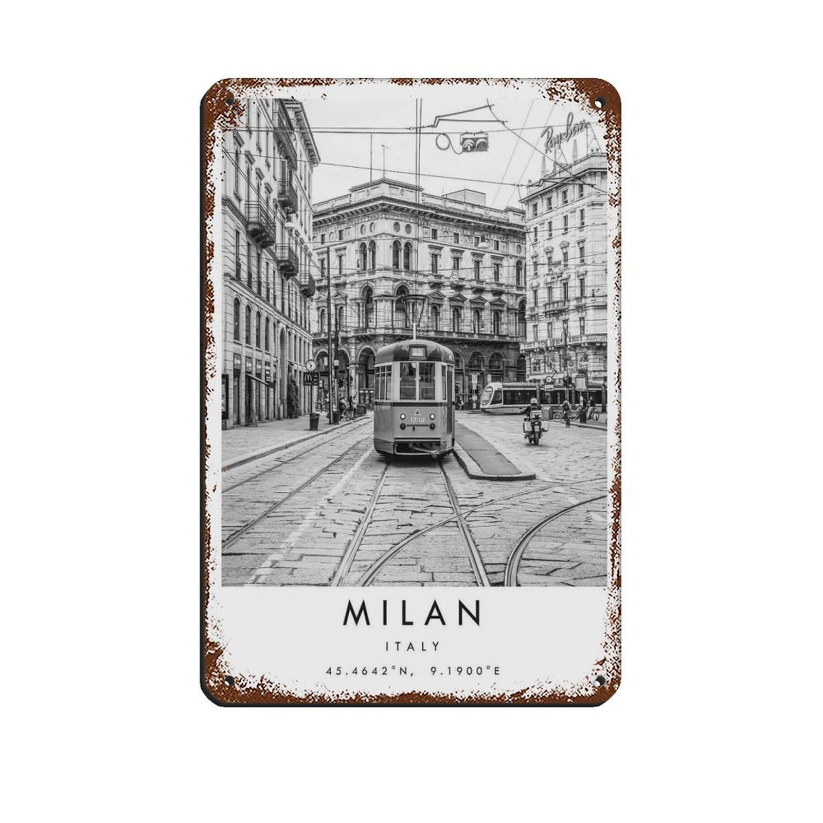 Milan Travel（20） Tin Sign Vintage Metal Pub Club Cafe Bar Home Wall Art Decoration Poster Retro 8x12inch(20x30cm)
