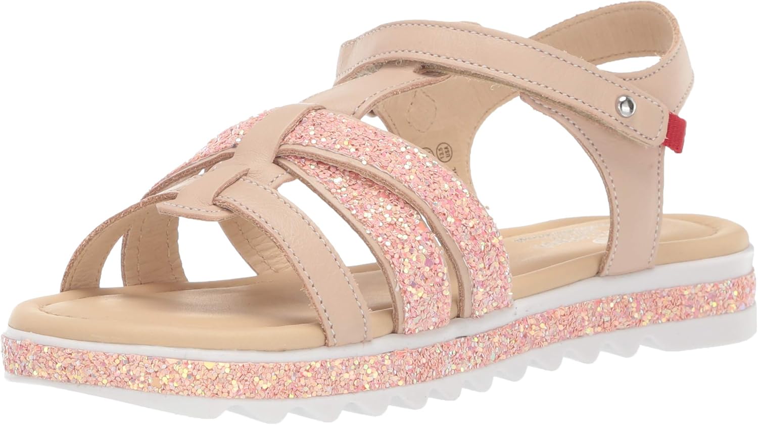 Marc Joseph New York Unisex-Child Boys/Girls Leather Made in Brazil Criss Cross Sandal Loafer, Blush/Pink Glitter, 6.5 M US Little Kid