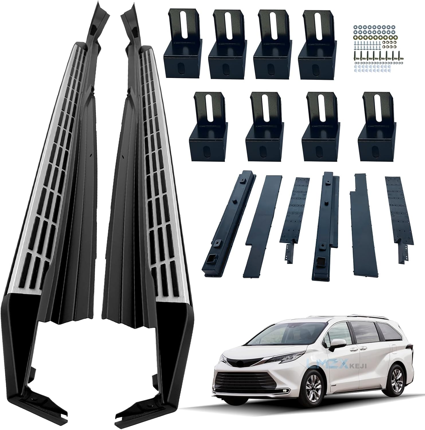Running Boards Side Steps Compatible with Toyota Sienna 2021-2025, 2 PCS Left & Right Side Pedal Nerf Bars with Mounting Brackets, Removable Rail Step Bars for Sienna 2021 2022 2023 2024 2025
