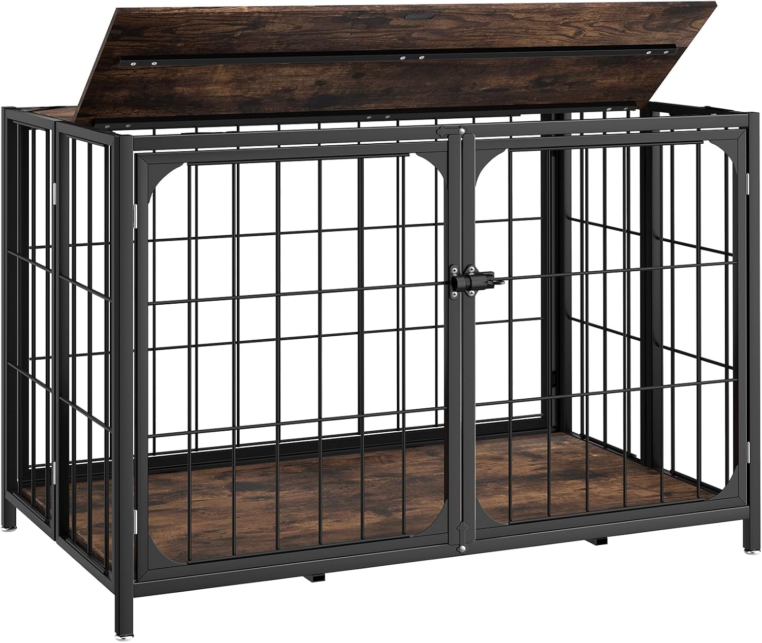 Himix Dog Crate Furniture, XL Dog Kennel Indoor for Large Medium Dogs, Wood Dog Crate Table with Sturdy Metal, Heavy Duty Dog Kennel Furniture 40.15''x 25''x 27.56'' (Rustic Brown)