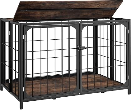 Himix Dog Crate Furniture, XL Dog Crate Furniture for Large Medium Dogs | Wood Dog Crate Table with Sturdy Metal, Heavy Duty Dog Kennel Indoor 40.15x 25x 27.56 Rustic Brown