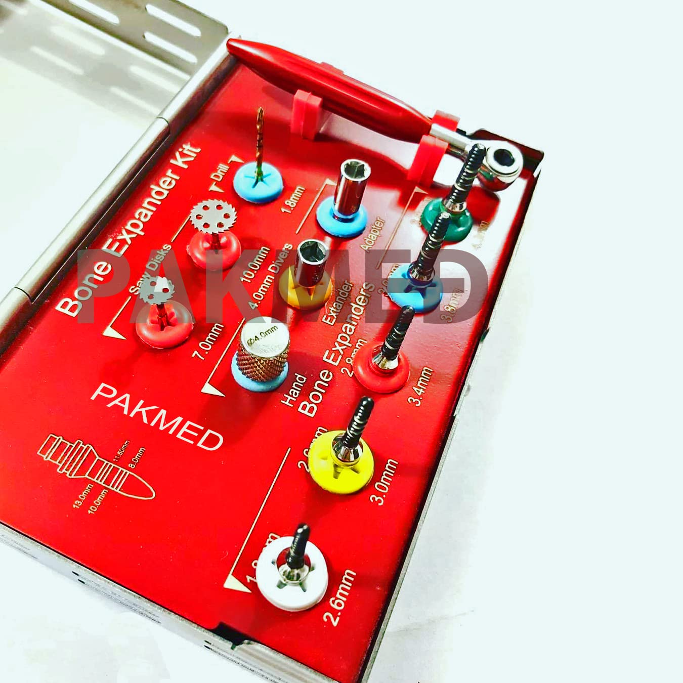 PAKMED Implant Bone Expander Kit Sinus Lift condensing Drills Kit Hole Saw Pilot Bit Spreader for Implant Osteotomy