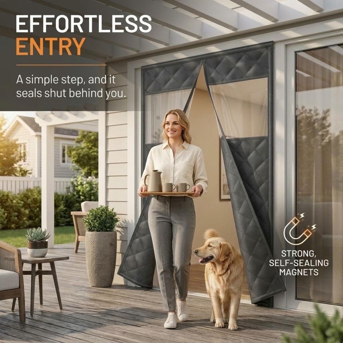Cortina Magnética Aislante Con Ventana Transparente, Cortina Impermeable
