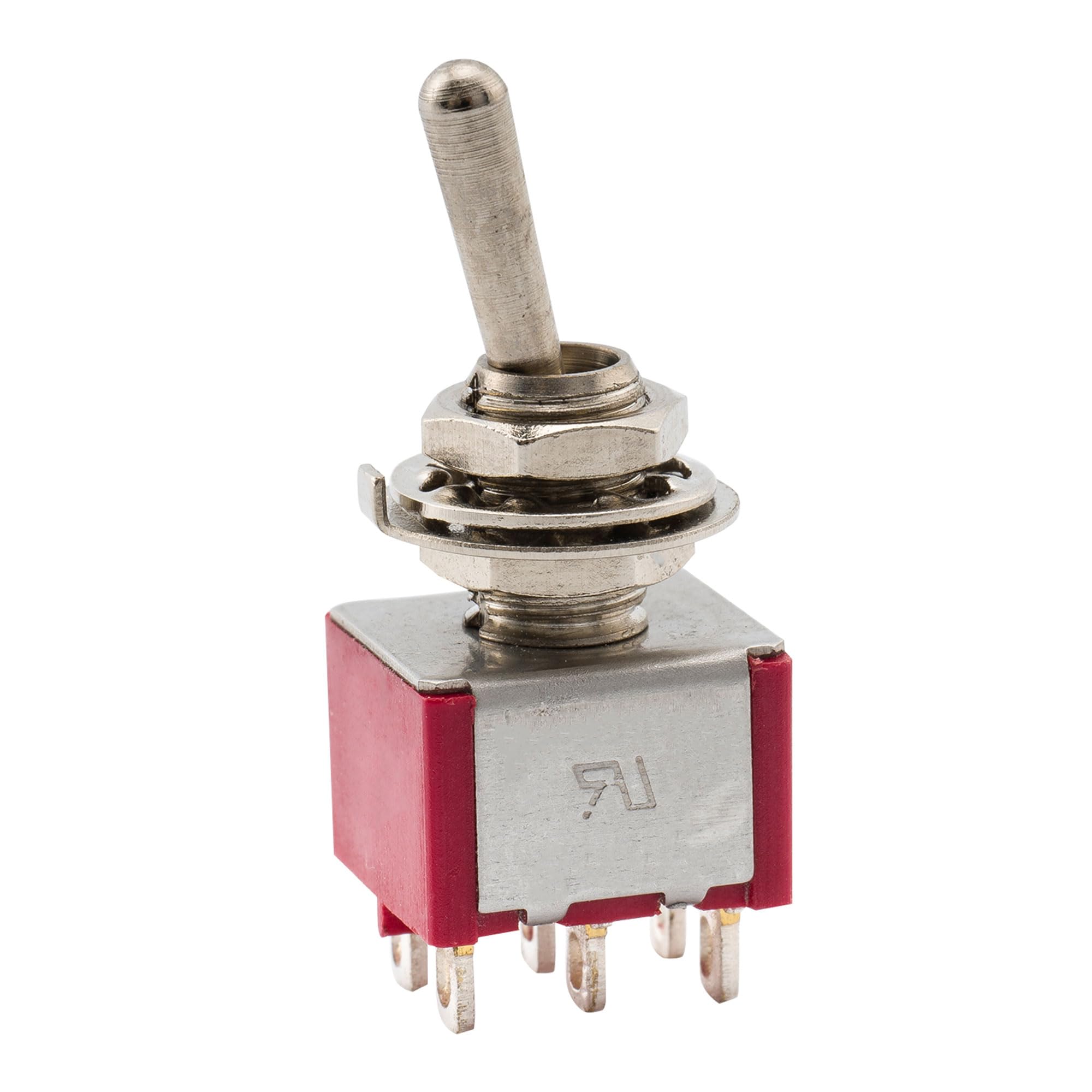 Musiclily Mini Przełącznik Toggle 3-pozycyjny On/Off/On DPDT do Gitary Elektrycznej,Czerwony