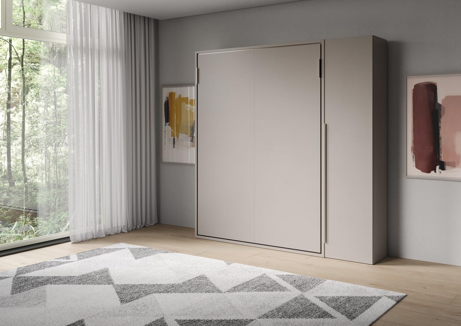 Itamoby Versia 160 Versia Pionowe łóżko podwójne z prostą szafą Argilla 1 Drzwi