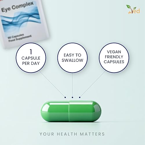 Miniatura 4 de Ved Complejo de ojos, luteína, meso-zeaxantina, zeaxantina, grosella negra de Nueva Zelanda, arándano, bayas de Goji, 90 cápsulas veganas