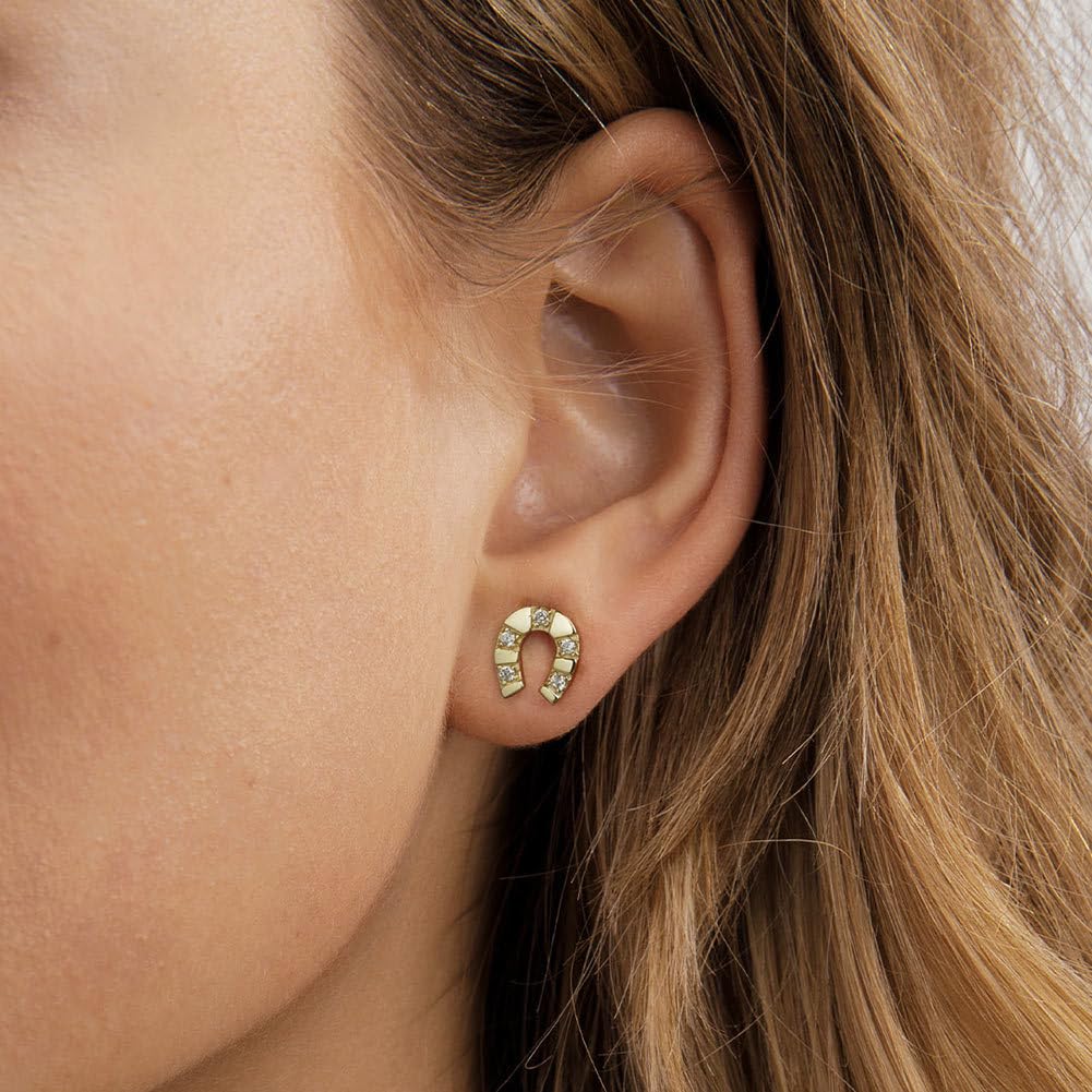 LLXYWJ Zierliche -Ohrstecker aus Sterlingsilber mit CZ-Zirkonia für Frauen, minimalistischer Pferdeschmuck