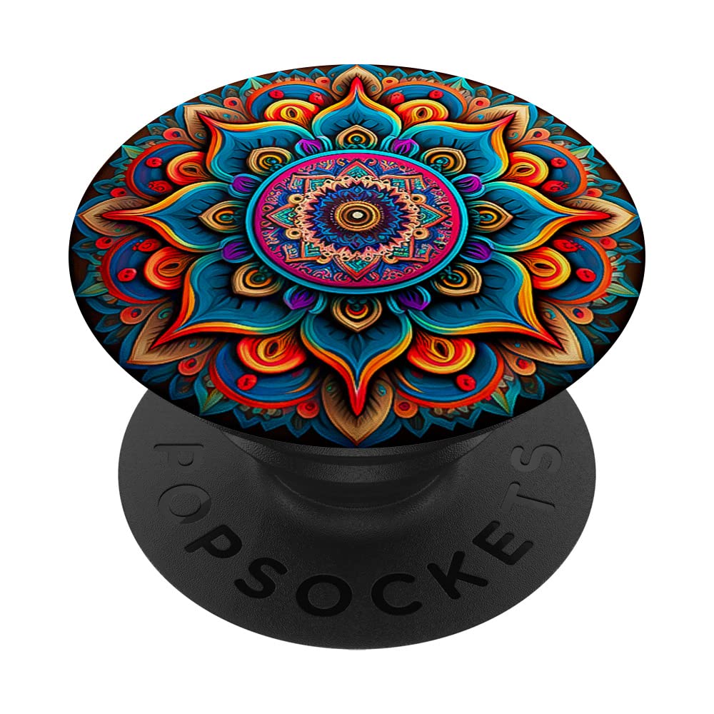 Colorful Mandala Hippie Meditation Spiritual Intricate Yoga PopSockets Adhesive PopGrip