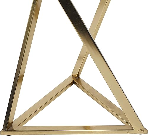 Miniatura 5 de Deco 79 Mesa auxiliar de metal con parte superior de mármol, juego de 2 mesas auxiliares de 14 pulgadas de ancho, 24 pulgadas de alto, color dorado