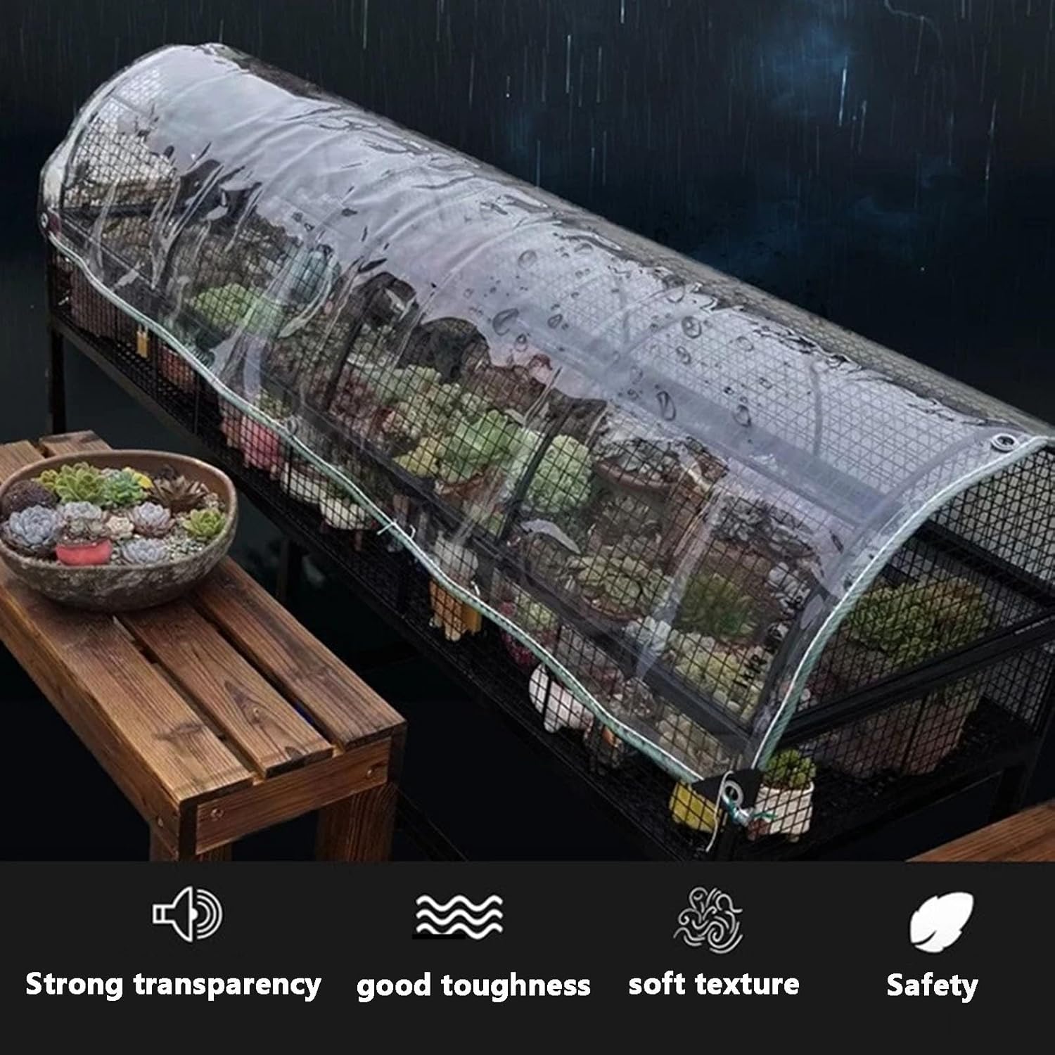 Clear Waterproof Tarp with Grommets Duty Heavy Tear Resistant Cover for Camping, Plants Greenhouse, Cars, Patio and Pavilion(Green Rope,1x3m)