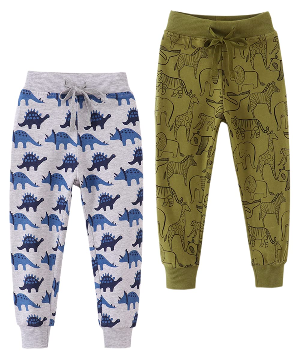 ARTMINE Toddler Boys 2-Pack Cartoon Print Sweatpants, 2-7T