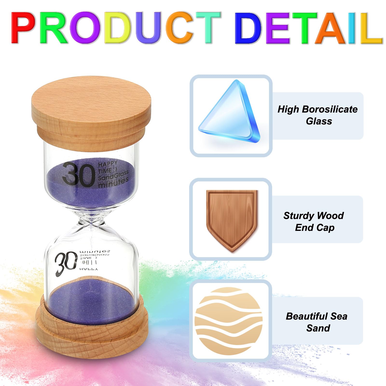 Clessidra Timer Sabbia Sabbia Colori Clessidra Sabbia Orologio Gioco in Classe Home Office Sabbia Orologio Decor Decorazioni for la casa Ornamento for Ufficio, 5 Minuti (6x11 cm) (Color : Purple, S