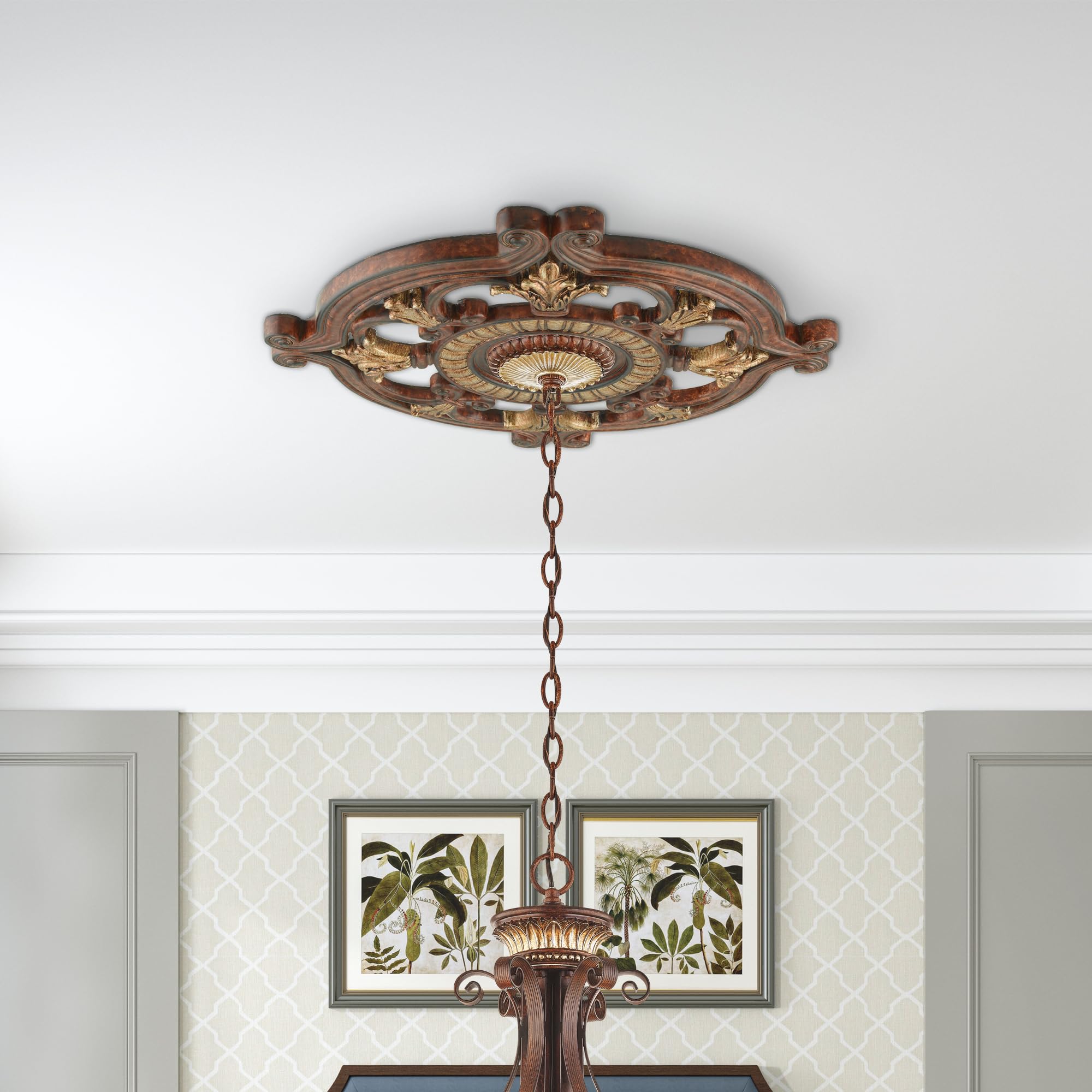 Livex Lighting 8216-63 Ceiling Medallion in Verona Bronze with Aged Gold Leaf Accents 0.1 x 0.1 x 1.5 — Amazon image 7