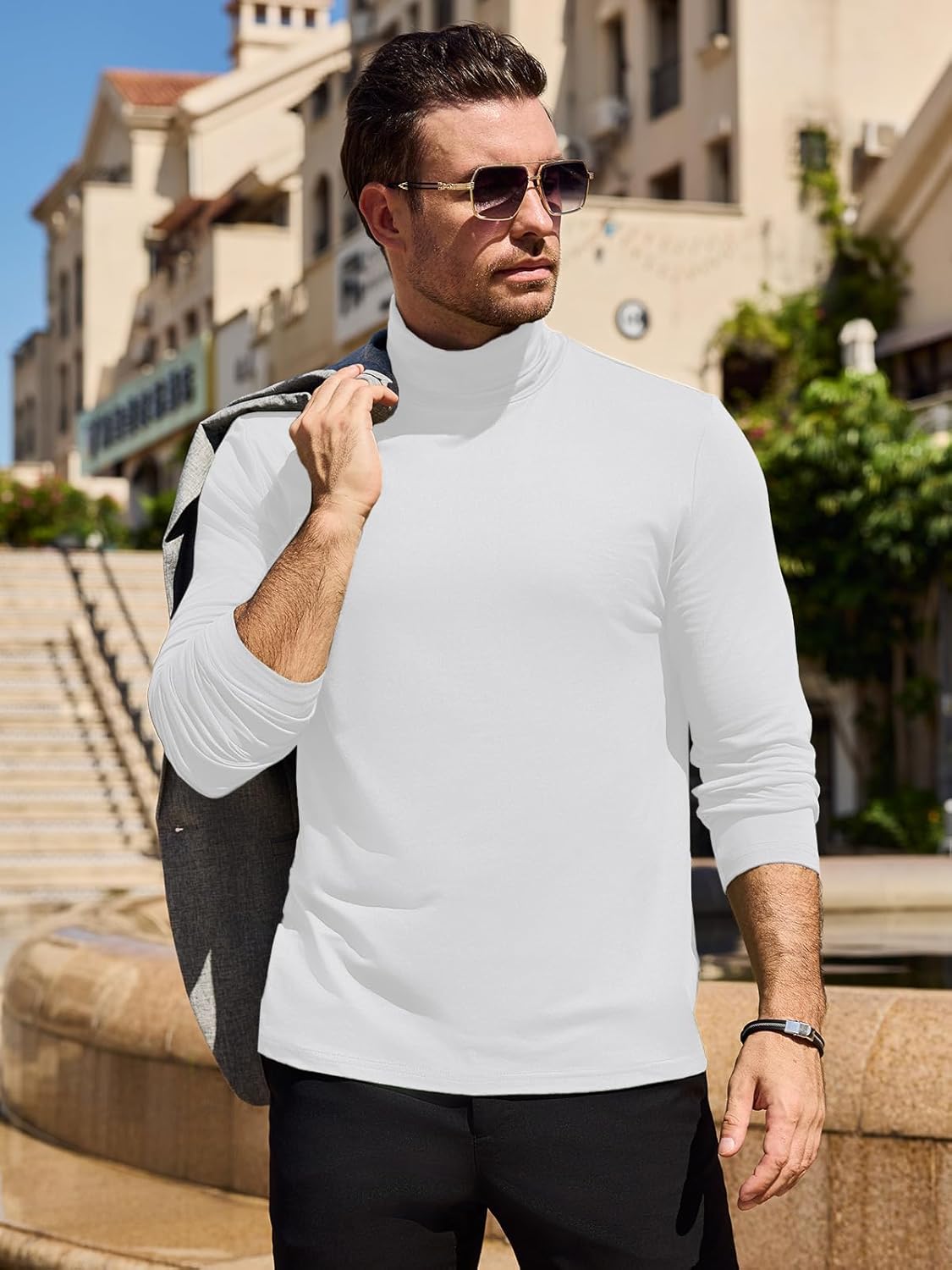 Men's Fashion Mock Turtleneck T-Shirts Long Sleeve Pullover Sweater Basic Designed Undershirt Slim Fit Top - Image 3