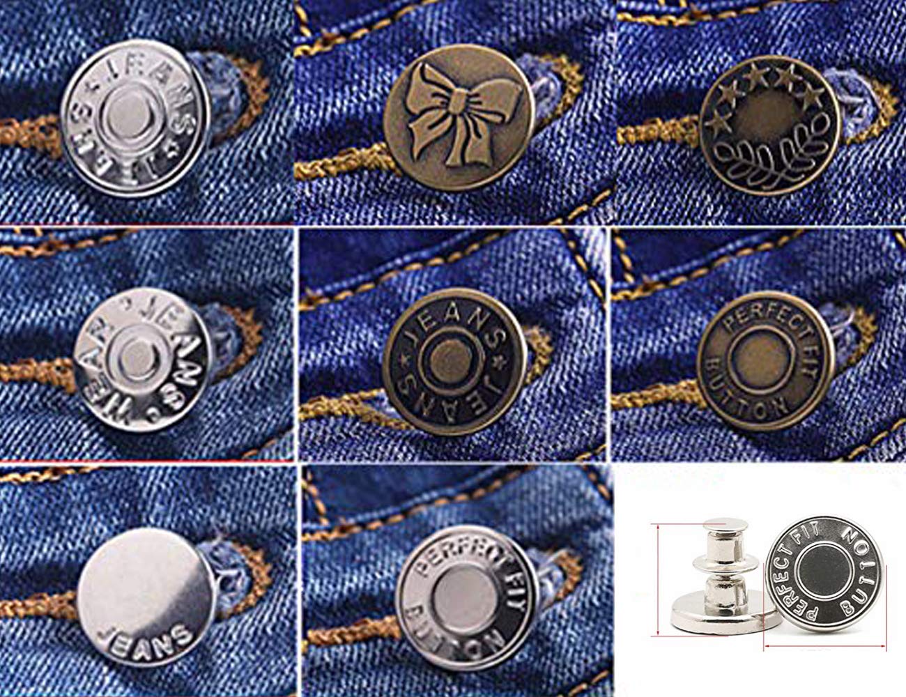 8 PCS Perfect Fit Instant Button, Instant Buttons, Jean Replacement