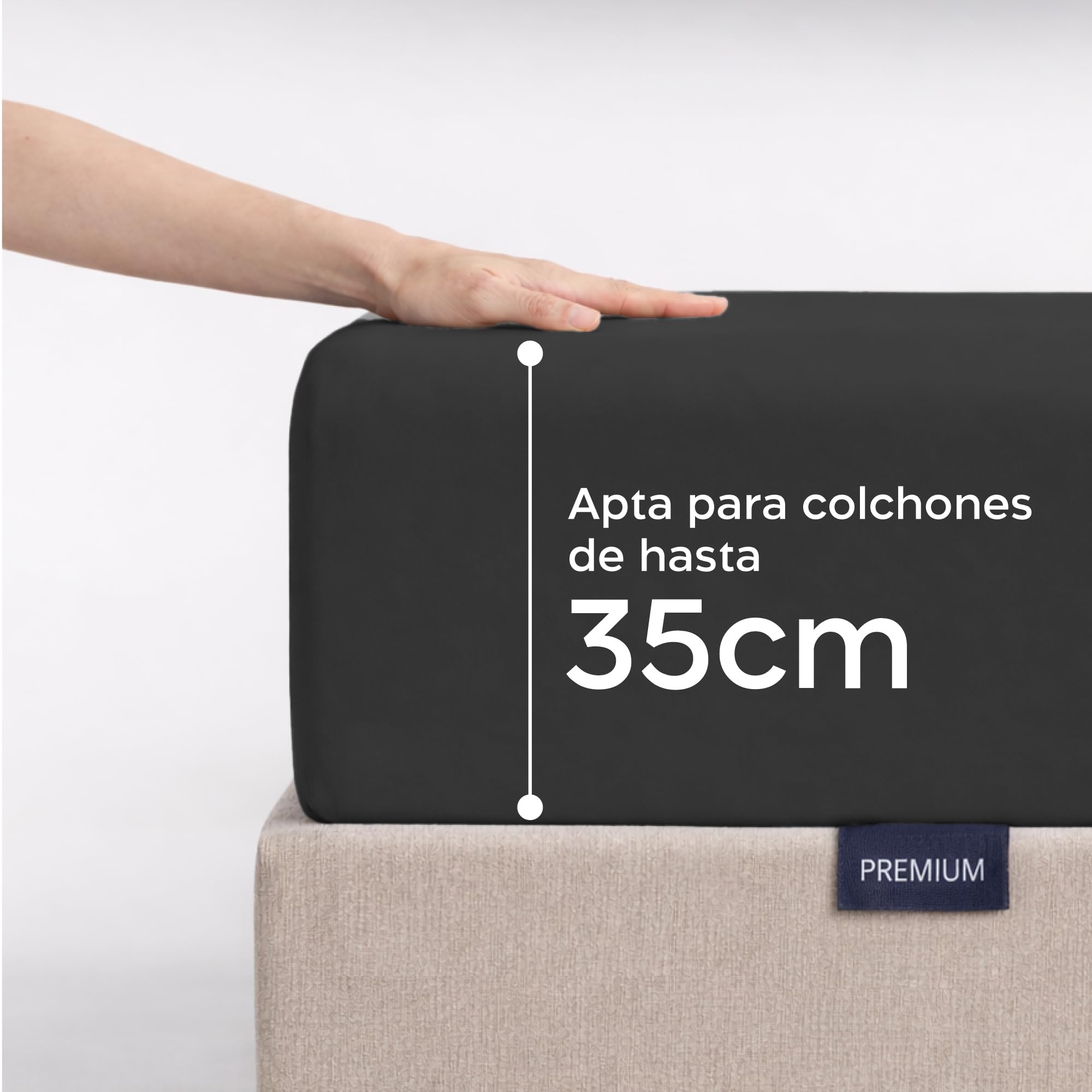 Twinzen - Sabana Bajera para Boxspring - 180x200 - Algodon Elastano | Gris oscuro · Sábanas Ajustables Para Colchón · Hasta 37cm de Altura · Oeko Tex Certificado · 100% Algodón · 360° Elastico