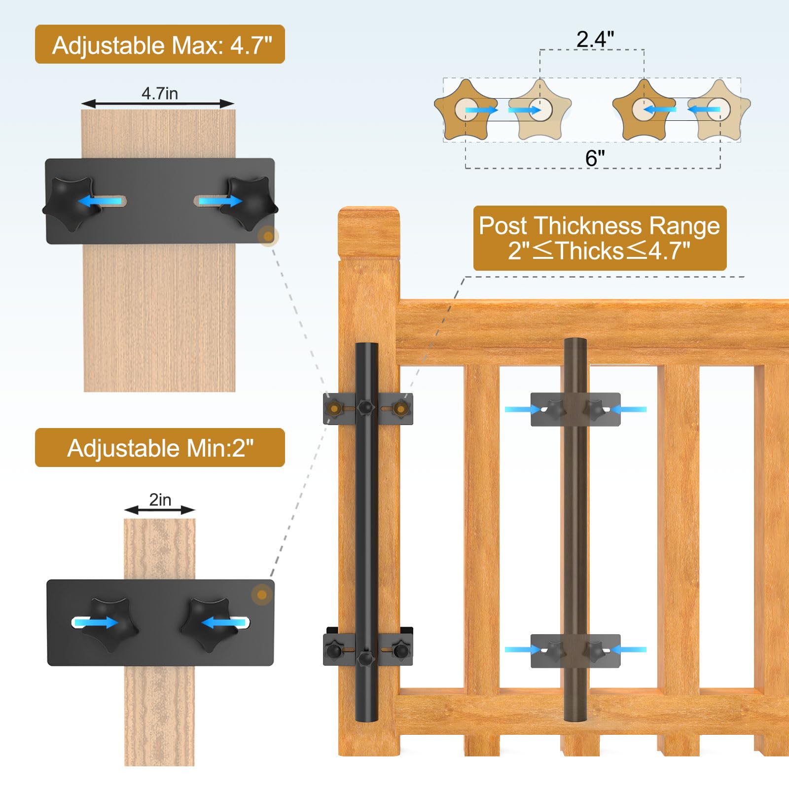 Linone Patio Umbrella Holder, Heavy-Duty Umbrella Holder for Deck, Stainless Steel Deck Umbrella Mount Stand -Sturdy Base for Railing-Mounted Deck Clamps with Pole Maximizing Patio Space and Shade