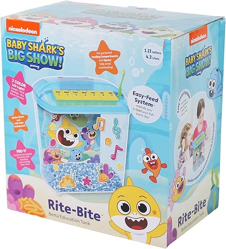 Miniatura 3 de PENN-PLAX Baby Shark Rite-Bite - Tanque educativo Betta - Un primer acuario perfecto para niños con supervisión de adultos - 1.13 galones