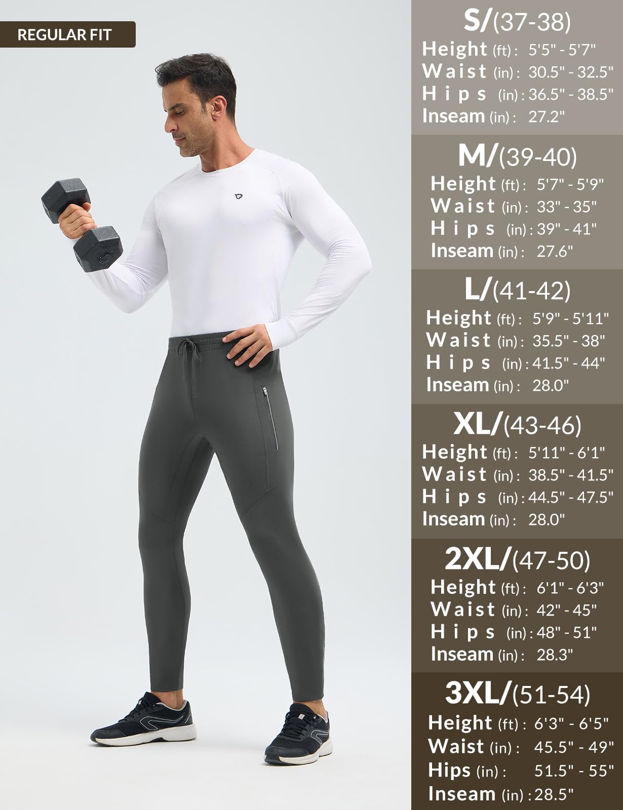 baleaf Pantalones de compresión térmicos para hombre, pantalones deportivos de invierno, pantalones de entrenamiento para exteriores, transpirables, pantalones largos