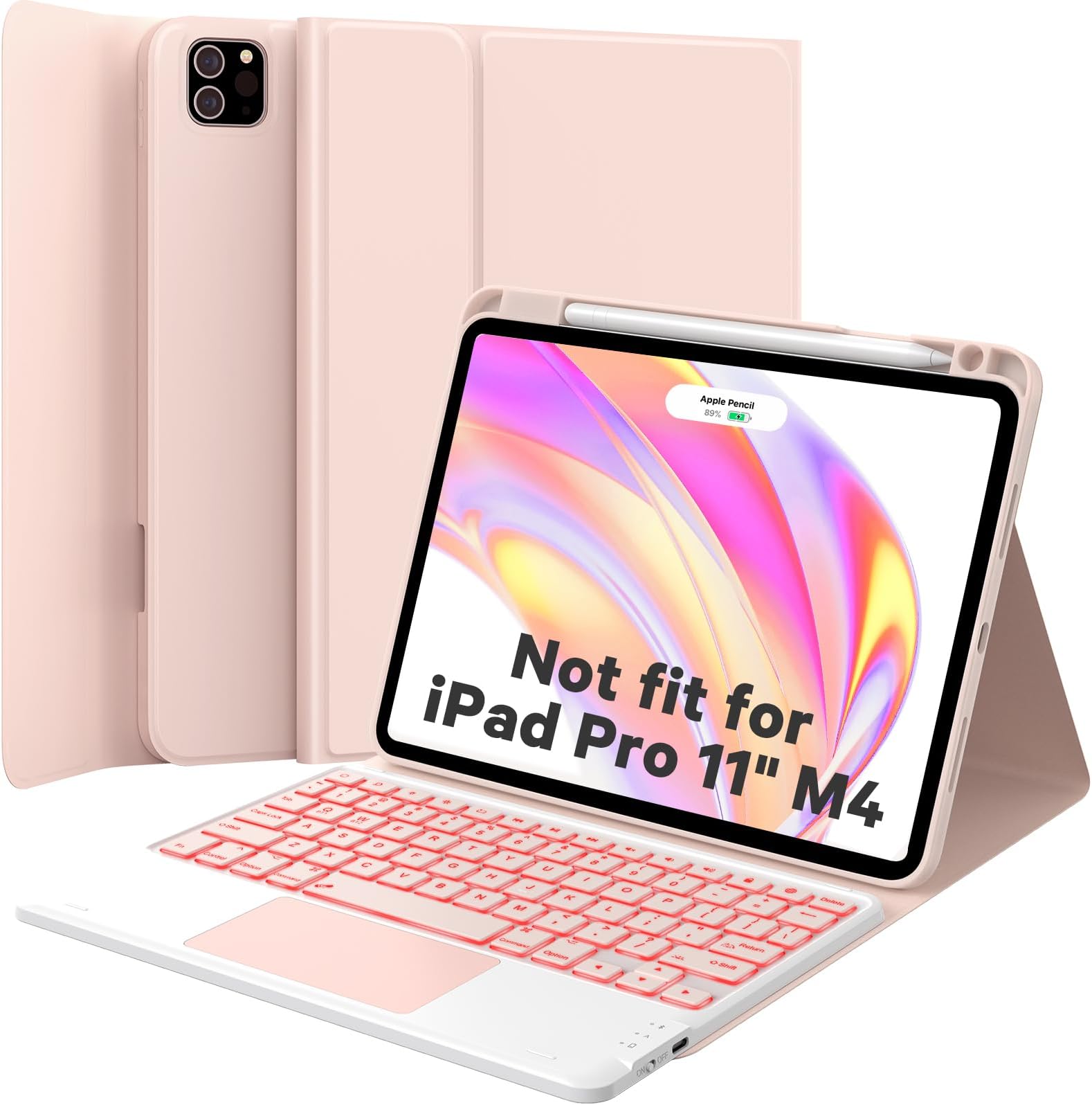 for iPad Pro 11 inch Case with Keyboard(1st, 2nd, 3rd, 4th gen - 2018, 2020, 2021, 2022), for iPad Air 11(M2,2024) & 5th/4th Gen, 7-Color Backlit, Smart Touchpad, Blush Pink