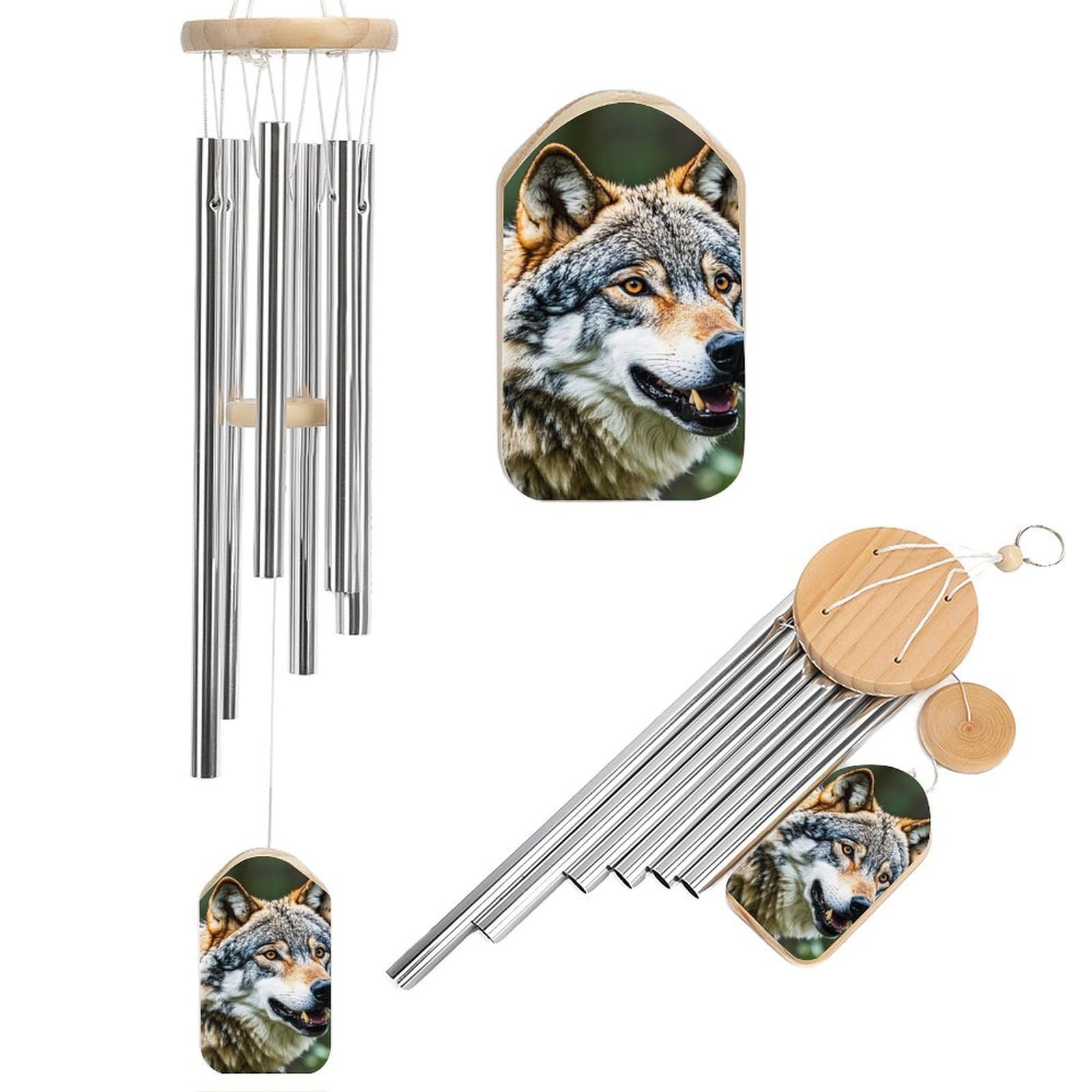 Carillon éolien en aluminium gris avec animaux sauvages pour la décoration du jardin